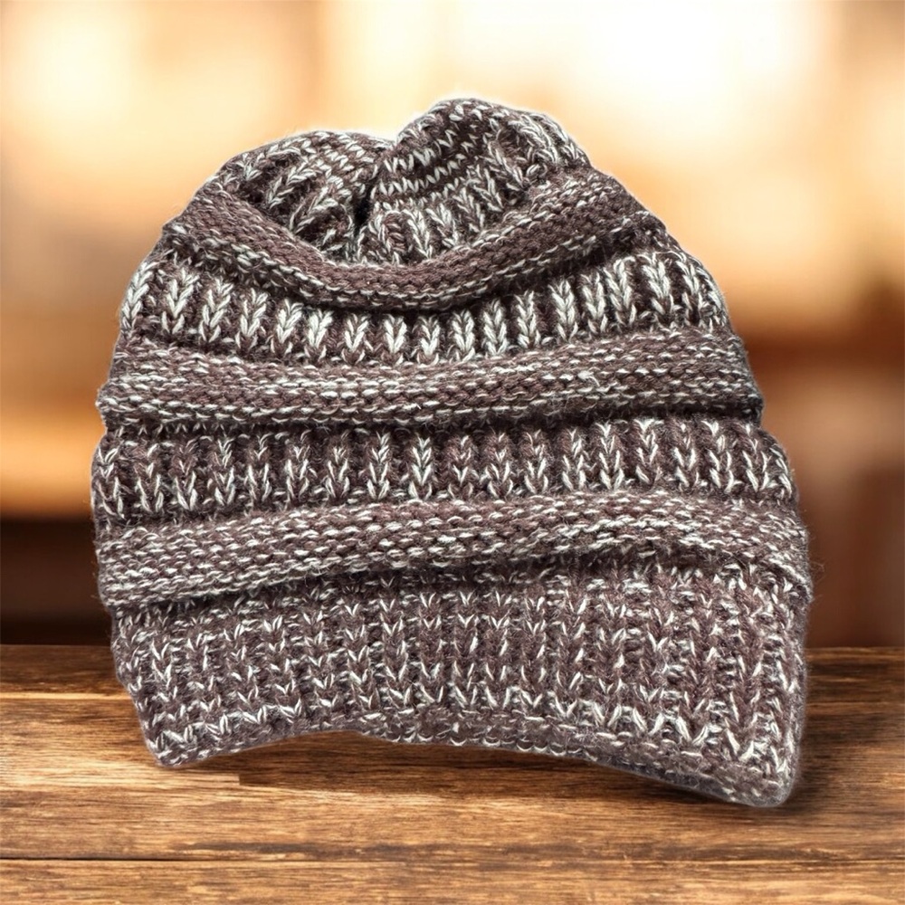 Cozy Brown Knit Beanie hat